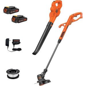 imageBLACKDECKER 20V MAX POWERCONNECT Cordless String Trimmer Lawn Edger and Leaf Blower Combo Kit Includes 2 Batteries and Charger Weed Wacker Hard Surface Sweeper 10 in LCC22220V Kit w 2 Batteries