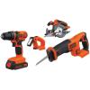 imageBLACKDECKER 20V MAX Power Tool Combo Kit 4Tool Cordless Power Tool Set with 2 Batteries and Charger BD4KITCDCRL20V 4Tool Kit