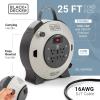 imageBLACKDECKER 25 Ft Retractable Extension Cord Reel with 4 Outlets 2 USB Ports MultiPlug Extension OnOff Switch ampamp HeavyDuty 16AWG SJT Cable25 ft