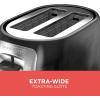 imageBLACKDECKER 2Slice Toaster TR1278B Extra Wide Slots 7 Shade Settings 850 Watts Frozen and Bagel ButtonsLight Black