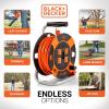 imageBLACKDECKER 50 Ft Retractable Extension Cord Reel With 4 Outlets MultiPlug Extension Easy Handle Rewind ampamp HeavyDuty 14AWG SJTW Cable50Feet