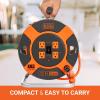 imageBLACKDECKER 50 Ft Retractable Extension Cord Reel With 4 Outlets MultiPlug Extension Easy Handle Rewind ampamp HeavyDuty 14AWG SJTW Cable75Feet