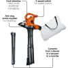 imageBLACKDECKER Corded Leaf Blower Leaf Vacuum and Leaf Mulcher 3in1 Up to 230 MPH 12 Amp Handheld Blower and Vacuum Combo BV3600Leaf Blower