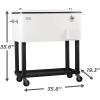 imageBLACKDECKER Mobile Cooler on Wheels 20 Gallon Insulated Rolling Cart with Stainless Steel Bottle Opener Bar Cart with Wheels and Beverage Cooler with Drain Ice Chest with Wheels White