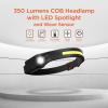 imageBLACKDECKER Rechargeable Headlamp with Flashlight ampamp Wave Sensor 2Pack 350 Lumens LED 230 Beam Head Light IP65 Waterproof 4 Brightness Settings SOS Mode Fits Over Helmets Head Lamp for CampingOne Pack