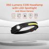 imageBLACKDECKER Rechargeable Headlamp with Flashlight ampamp Wave Sensor 2Pack 350 Lumens LED 230 Beam Head Light IP65 Waterproof 4 Brightness Settings SOS Mode Fits Over Helmets Head Lamp for CampingTwo Pack