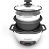 imageBLACKDECKER Rice Cooker 28 Cups Cooked 14 Cups Uncooked with Steaming Basket Removable NonStick Bowl White28cup