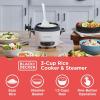 imageBLACKDECKER Rice Cooker 28 Cups Cooked 14 Cups Uncooked with Steaming Basket Removable NonStick Bowl White3cup
