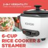 imageBLACKDECKER Rice Cooker 28 Cups Cooked 14 Cups Uncooked with Steaming Basket Removable NonStick Bowl White6cup