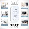 imageBLACKDECKER Surge Protector Wall Mount with 6 Grounded Outlets 2 Pack White  Compact Power Adapter Tap with Indicator Light Automatic Shutdown  3Prong Power Outlet Plug for Bathroom Bedroom2 pk