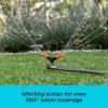 imageBlack  Decker 2Arm Spinning Sprinkler with Zinc Spike  Compact Adjustable Secure Placement 1905 sq ft Lawn Coverage BD59412