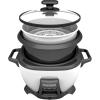 imageBLACKDECKER Rice Cooker 28 Cups Cooked 14 Cups Uncooked with Steaming Basket Removable NonStick Bowl White14cup with saute function