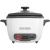 imageBLACKDECKER Rice Cooker 28 Cups Cooked 14 Cups Uncooked with Steaming Basket Removable NonStick Bowl White16cup