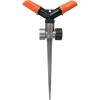 imageBlack  Decker 2Arm Spinning Sprinkler with Zinc Spike  Compact Adjustable Secure Placement 1905 sq ft Lawn Coverage BD59412