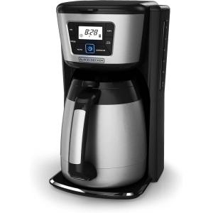 imageBLACKDECKER 12Cup Thermal Programmable Coffee maker Brew Strength Selector Autoclean Black and SilverClassic