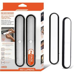 imageBLACKDECKER 160LM LED Light Bar Touchless Motion Sensor Magnetic Mount Powered with AAA Batteries Slim and Portable Design to Brighten Indoor Rooms Closets Garages Shelving 1Pack2Pack