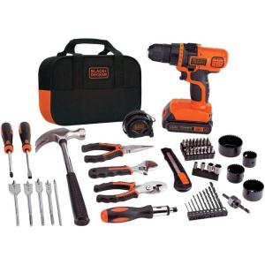imageBLACKDECKER 20V MAX 68Piece Cordless Drill and Home Tool Project Kit with Tool Storage Bag LDX120PK20V Home Tool Kit