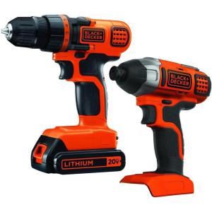 imageBLACKDECKER 20V MAX Cordless Drill and Impact Driver Power Tool Combo Kit with Battery and Charger BD2KITCDDI20V MAX DrillDriver and Impact Combo Kit