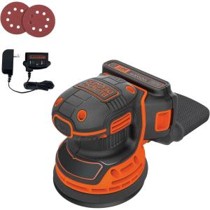 imageBLACKDECKER 20V MAX Orbital Sander Cordless 12000 OPM 2 Sandpaper Sheets Battery and Charger Included BDCRO20COrbit Sander kit
