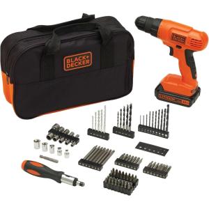 imageBLACKDECKER 20V MAX POWERCONNECT Cordless Drill Driver Kit with Drill Bit Set and Sockets 100 pc Tool Kit for Home Battery and Charger Included Orange BDC120VA100Drill Project Kit