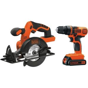 imageBLACKDECKER 20V MAX POWERCONNECT Cordless DrillDriver  Circular Saw Combo Kit BD2KITCDDCS2Tool Combo Kit Only