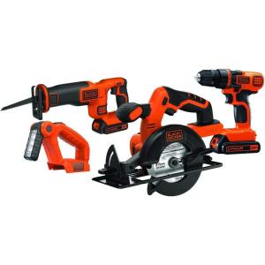 imageBLACKDECKER 20V MAX Power Tool Combo Kit 4Tool Cordless Power Tool Set with 2 Batteries and Charger BD4KITCDCRL20V 4Tool Kit