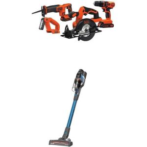 imageBLACKDECKER 20V MAX Power Tool Combo Kit 4Tool Cordless Power Tool Set with 2 Batteries and Charger BD4KITCDCRLCombo Kit w20V Stick Vac