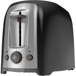 imageBLACKDECKER 2Slice Toaster TR1278B Extra Wide Slots 7 Shade Settings 850 Watts Frozen and Bagel ButtonsLight Black