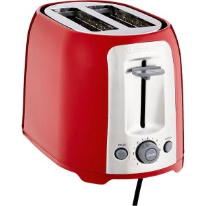 imageBLACKDECKER 2Slice Toaster TR1278B Extra Wide Slots 7 Shade Settings 850 Watts Frozen and Bagel ButtonsRedSilver