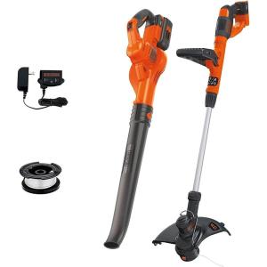 imageBLACKDECKER 40V Max Cordless Leaf Blower and Weed Eater Combo with Battery and Charger String Trimmer and Weed Wacker with Automated Feed Spool LCC340C40 V Kehrmaschine  Rasentrimmer KombiKit