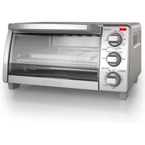 imageBLACKDECKER 4Slice Toaster Oven TO1745SSG1A Even Toast 4 Cooking Functions Bake Broil Toast and Keep Warm Removable Crumb Tray TimerToaster Oven