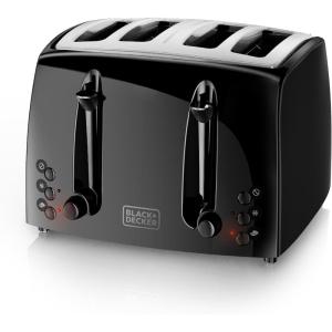 imageBLACKDECKER 4Slice Toaster TR1410BD ExtraWide 7 Shade Settings Crumb Trays Gloss BlackBlack