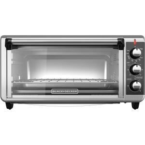 imageBLACKDECKER 8Slice Extra Wide Convection Toaster Oven Fits 9quotx13quot Oven Pans and 12quot Pizza Bake Toast Broil and Keep Warm Functions Countertop Compact Design with Stainless Steel Finish