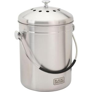 imageBLACKDECKER Compost Bin Stainless Steel Countertop 166 oz BDSTGAKT9702
