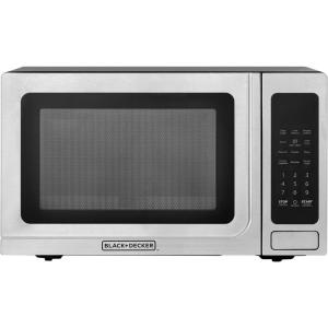 imageBLACKDECKER EM036AB14 Digital Microwave Oven with Turntable PushButton Door Child Safety Lock Stainless Steel 14 Cuft14 CuFt