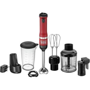 imageBLACKDECKER Kitchen Wand Cordless Immersion Blender 4 in 1 Multi Tool Set Hand Blender with Charging Dock Grey BCKM1014K01Red