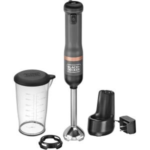 imageBLACKDECKER Kitchen Wand Cordless Immersion Blender Hand Blender with Charging Dock Grey BCKM1011K01Grey