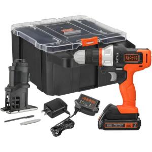 imageBLACKDECKER MATRIX 20V MAX Drill Kit Includes Jig Saw Attachment Storage Case Battery and Charger BDCDMT1202KTJC1Drill  Jigsaw Combo Kit