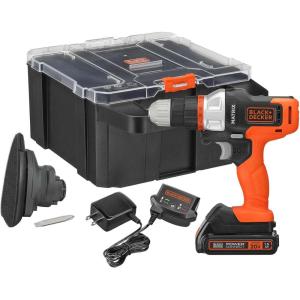 imageBLACKDECKER MATRIX 20V MAX Drill Kit Includes Jig Saw Attachment Storage Case Battery and Charger BDCDMT1202KTJC1Drill  Sander Combo Kit