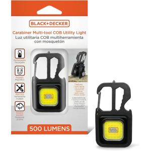 imageBLACKDECKER MultiTool Flashlight 500LM Carabiner USB Rechargeable Multitool with Wrench Screwdrivers Bottle Opener Glass Breaker ClipOn Magnetic Stand IP44 WeatherResistant 7 Light ModesOne Pack