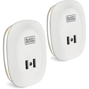imageBLACKDECKER Night Light Plug in with 2 USB Charging Ports Photocell Sensor 10 Lumen 2 Pack