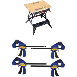 imageBLACKDECKER Portable Workbench Workmate Folding Workbench 550 lb Capacity with Clamps for Woodworking WM425Aw 4pk Clamps