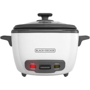 imageBLACKDECKER Rice Cooker 28 Cups Cooked 14 Cups Uncooked with Steaming Basket Removable NonStick Bowl White14cup
