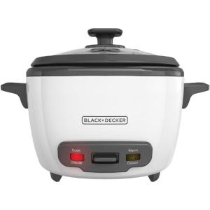 imageBLACKDECKER Rice Cooker 28 Cups Cooked 14 Cups Uncooked with Steaming Basket Removable NonStick Bowl White16cup