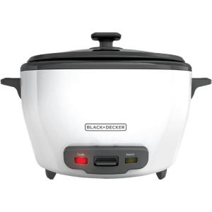 imageBLACKDECKER Rice Cooker 28 Cups Cooked 14 Cups Uncooked with Steaming Basket Removable NonStick Bowl White28cup