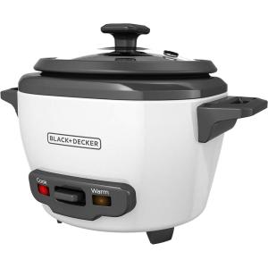 imageBLACKDECKER Rice Cooker 28 Cups Cooked 14 Cups Uncooked with Steaming Basket Removable NonStick Bowl White3cup