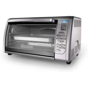 imageBlackDecker Countertop Convection Toaster Oven 8 Onetouch Cooking Functions Stainless SteelDual Rack Positions