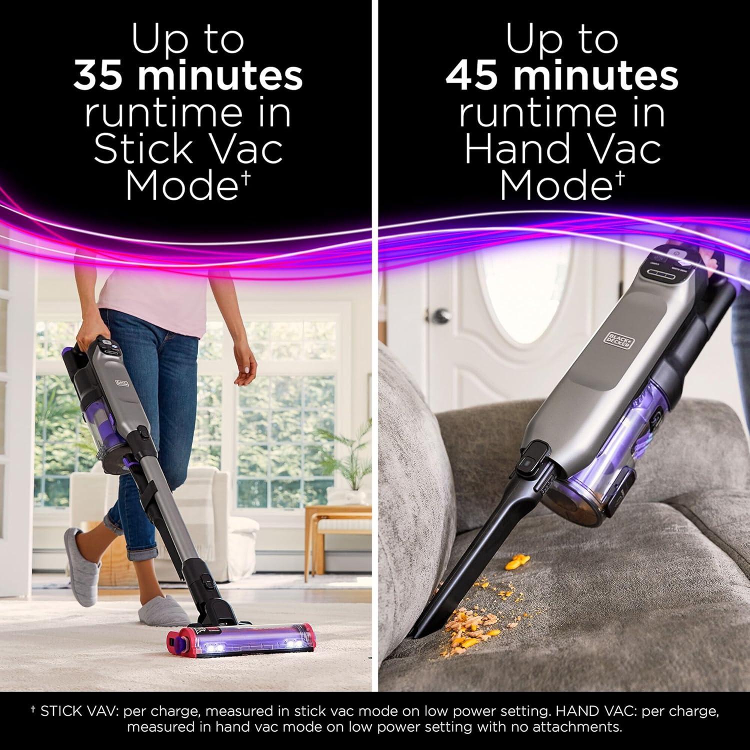 imageBLACKDECKER Cordless Vacuum Stick Vacuum Cordless for Hardwood Floor and Carpet LED Floor Lights Bagless Lightweight Portable Removable Floorhead SUMMITSERIES BHFEA640WG