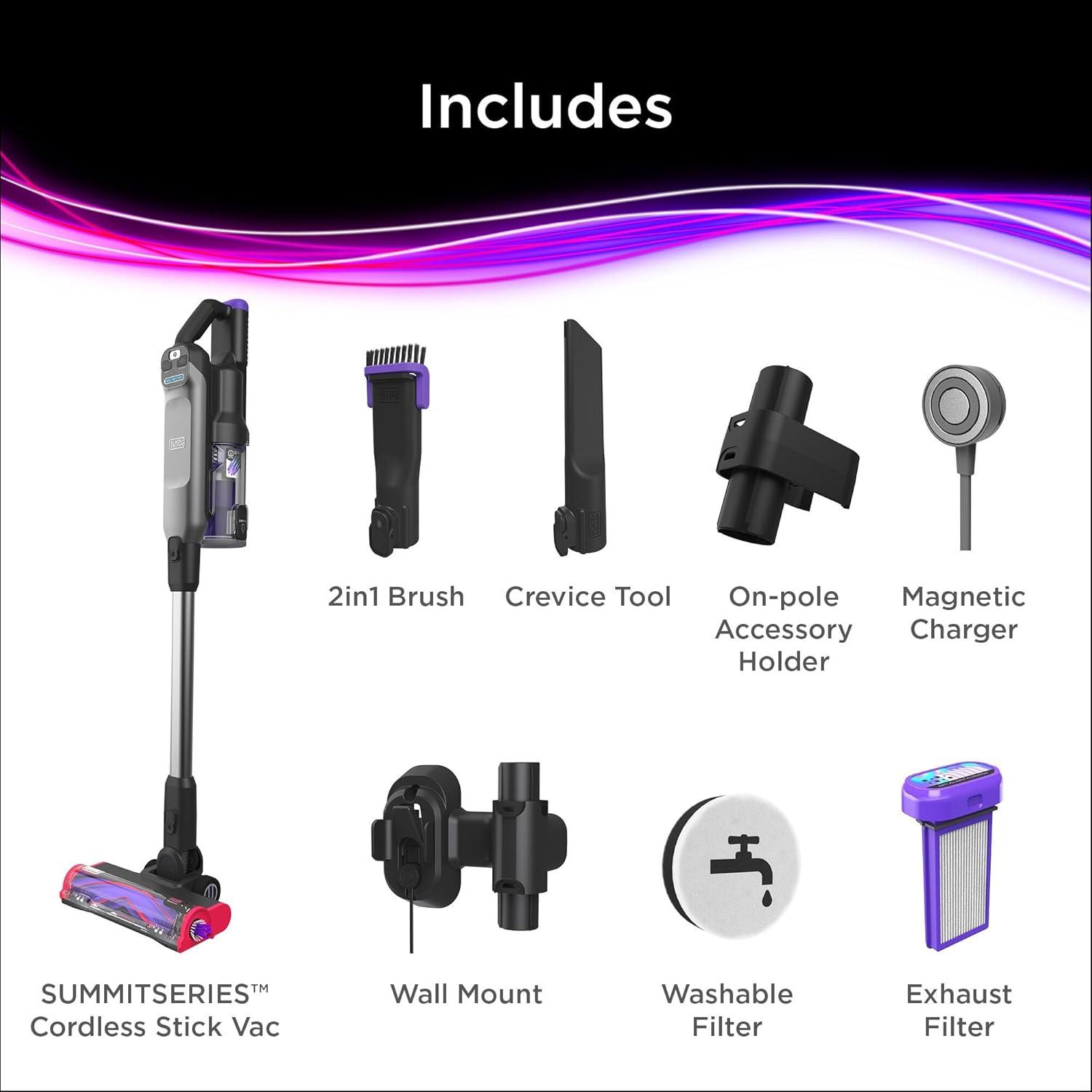 imageBLACKDECKER Cordless Vacuum Stick Vacuum Cordless for Hardwood Floor and Carpet LED Floor Lights Bagless Lightweight Portable Removable Floorhead SUMMITSERIES BHFEA640WG