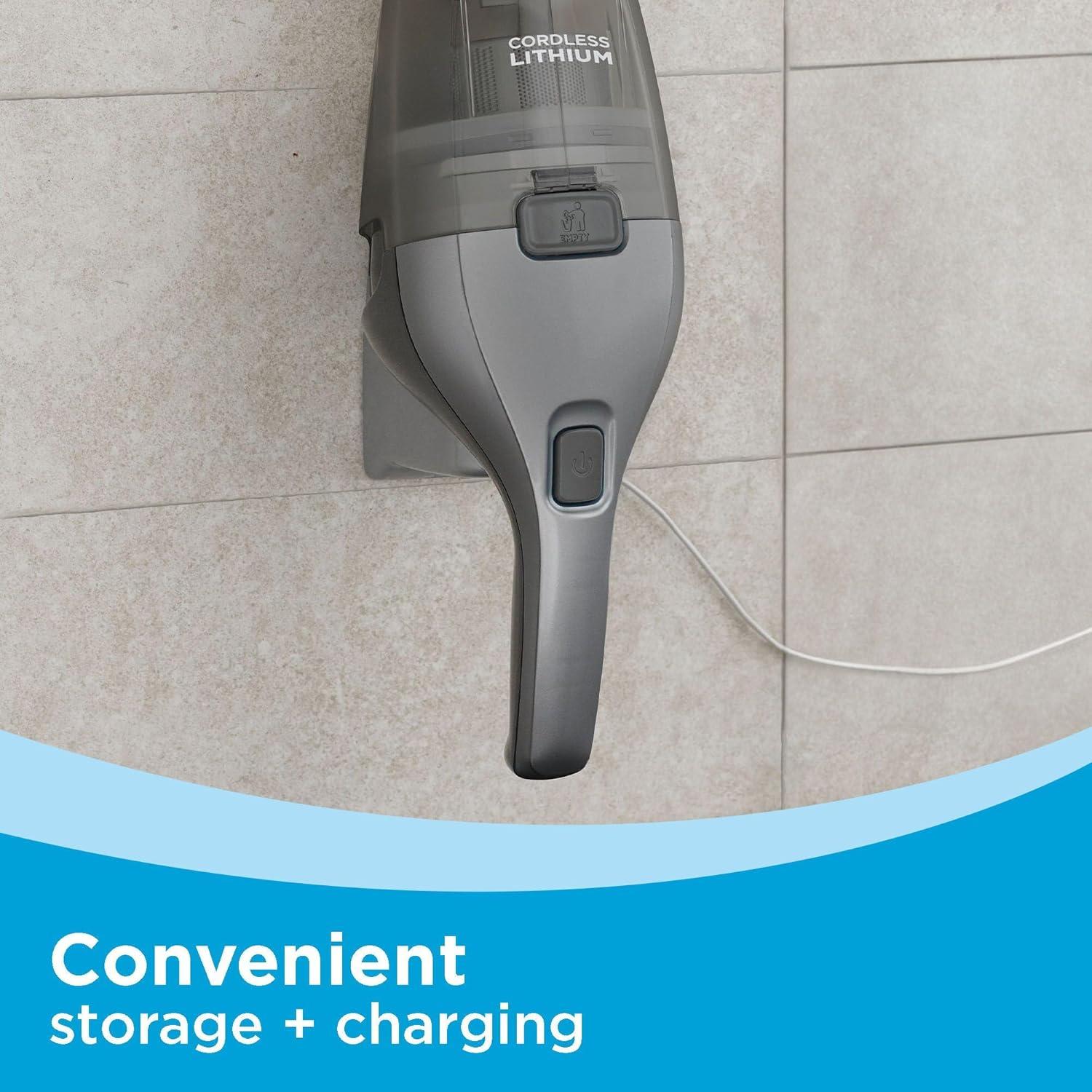 imageBLACKDECKER dustbuster Handheld Vacuum 8V Cordless Hand Vacuum for Quick Cleanup with Crevice Tool and Washable Filter HNVC220BCZ01Gray 8V